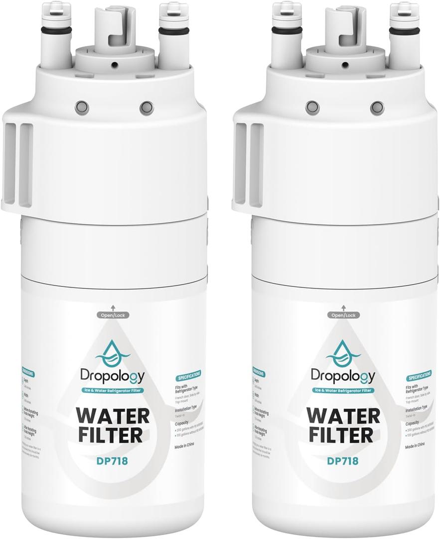 Dropology EDRARXD1 Refrigerator Water Filter Replacement Compatible with EDRARXD1, Filter A, EDRARXD1B, W11569863, WHRARXD1, Water Filter (Pack of 2)