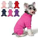 cyeollo Dog Pajamas Warm Fleece Coat Pjs Thermal Sweater Dog Onesie Stretchy Winter Doggie Jumpsuit Pet Outfits for Small Dogs, Pink L