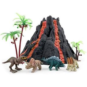 Enjoyin Volcano Dinosaur Playset Including 4 Dinosaurs and 2 Trees Volcano Dinosaur Toys for Kids