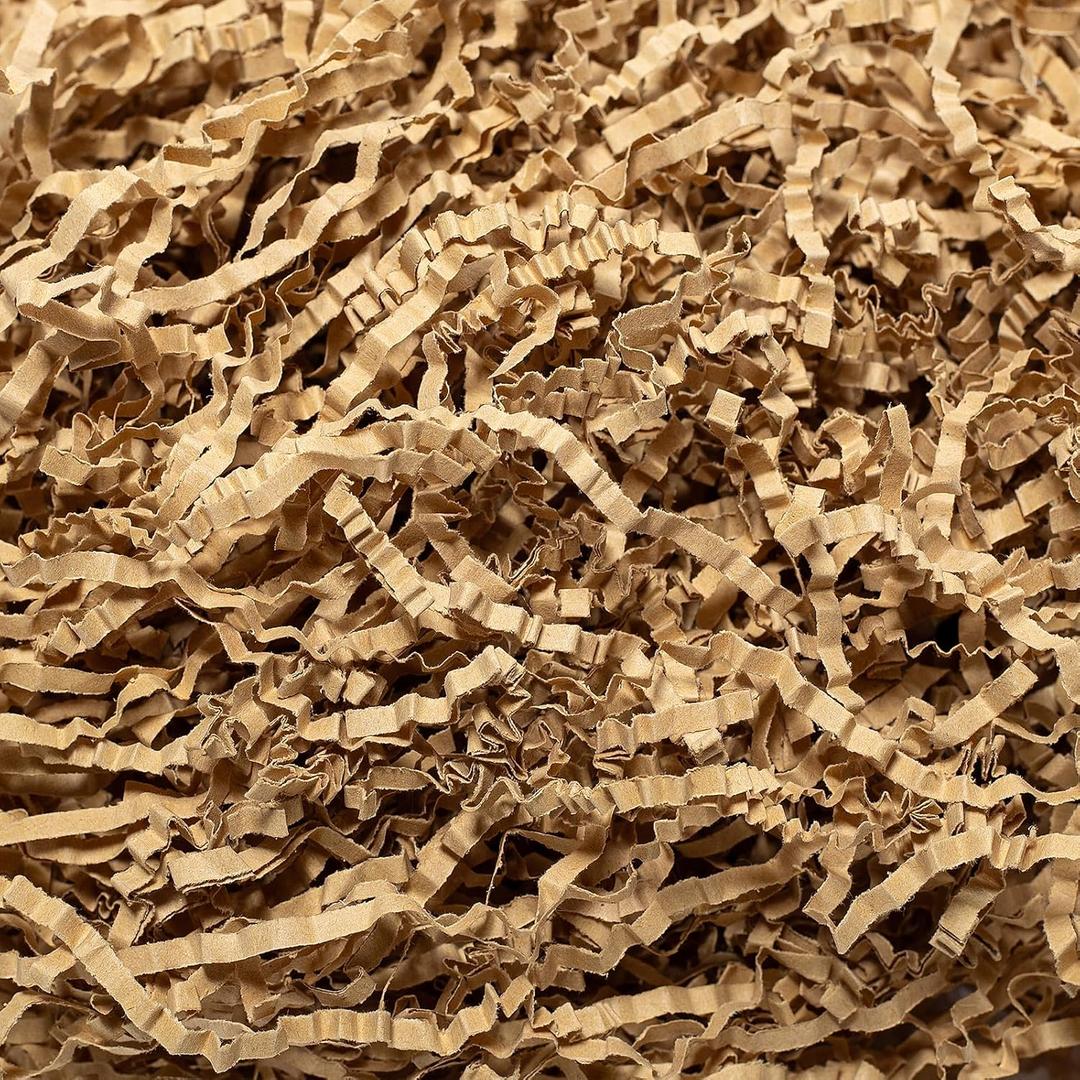 Wowxyz 1 LB Crinkle Cut Paper Shred Brown Crinkle Shredded Paper for Gift Baskets - Gift Box Bag Filler - Kraft Confetti Stuffing for Birthday, Holiday Present Packaging Wrapping
