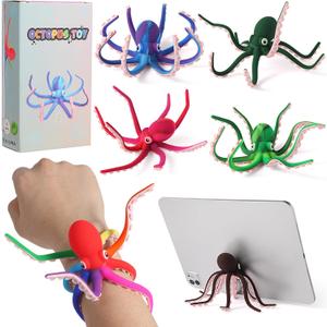 Octopus Fidget Toy with Suction Cups Silicone Stress Relief and Sensory Play Desk Toy, Bendable Tentacles for Creative Poses, Portable Gift for Kids, Teens and Adults (Green)