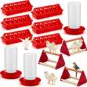Patelai 7 Pcs Chick Feeder and Waterer Kit Feeding Supplies with Mini Perch Chicken Starter Kit for Coop and Brooder for Small Poultry Ducks Quail