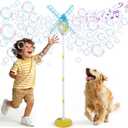 Belemar Windmill Bubble Machine Toys for Kids & Boys, Standing Bubble Blower with Lights & Music, 51" Adjustable Height, 130ml Tank, Bubble Solution Included, Outdoor Toy for Parties & Birthdays, Missing Parts, Dirty/Pre-Owned