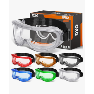OXG 6 Pack Protective Safety Goggles Anti-Fog, Adjustable Chemical Splash Eye Protection Science Lab Goggles for Women Men