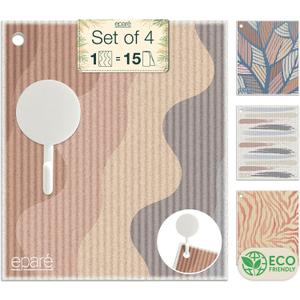 Epar Swedish Reusable Paper Towels with Hook - 4 Pack Swedish Dishcloths for Kitchen - Swedish Washcloths & Dish Cloths for Washing Dishes Odor Free