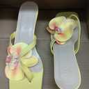 MakeMeChic Women's Open Toe Floral Kitten Heels Flower Summer Beach Sandals Tropical Flower Yellow 8