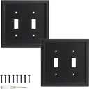 Wall Plate, Duplex Outlet Covers, Matte Black Light Switch Cover - Natural Bamboo Fiber Electrical Outlet Cover Plate Variety of 13 Styles: Duplex/Toggle/Combo (2 Gang Toggle 2 Pack)