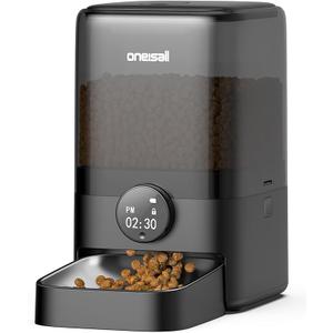 oneisall Automatic Cat Feeder for Large Kibble and Snacks, 20 Cups/5L Timed Pet Feeder for Cats Indoor, Programmable Dry Food Dispenser (Black)