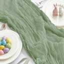 IVAPUPU 2 Pcs Cheesecloth Table Runner - 10ft Sage Green Easter Decor Boho Gauze Cheese Cloth Table Runners for Baby Shower Decoration Wedding Party Spring Garden Farmhouse