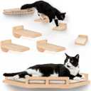 INICIO Cat Wall Shelves - Modern and Durable 3 Step Cat Furniture for Wall - Stylish Birch Floating Shelf for Cats up to 15lbs - Wooden Corner Shelves with Cushioned Perch - Natural Wood