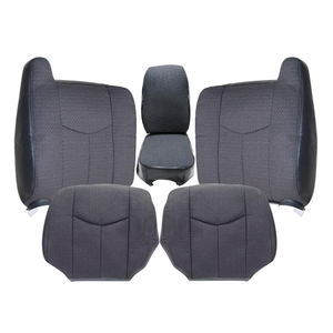 NLQR #69C Dark Gray 40/20/40 Driver & Passenger Bottom & Top Lean Replacement Seat Covers & Middle Jump Seat Cover fit for Chevy Silverado GMC Sierra 1500 2500HD 3500HD 2003-2007 | Fits Heated Seats