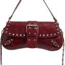 MakeMeChic Women's Shoulder Bags Y2K PU Leather Clutch Small Purse Hobo Bags (One Size, Burgundy)