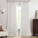 108 Inch Pinch Pleated Linen Curtains for Living Room Thick Flax Pleated Memory Light Filtering Semi Sheer Curtains with Pleated Hooks Back Tab for Track System Cream Ivory Pinch Pleat Window Drapes