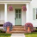 2 x Artificial Flowers for Outdoors Faux Hanging Plants Spring Summer Decoration, 2 Pcs Fake Silk Floral Realistic Outside Flowers UV Resistant No Fade for Planter Pot Porch Patio Window Yard Decor
