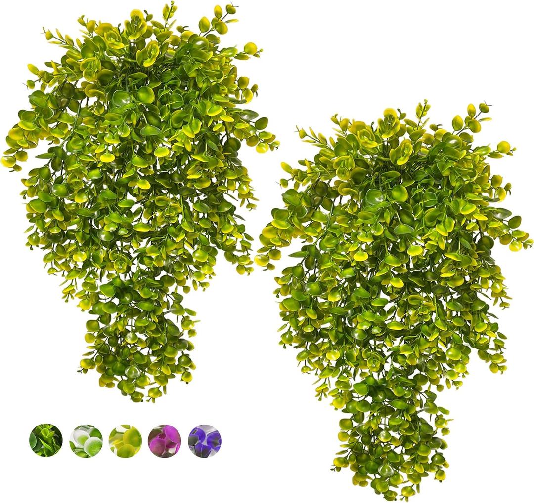 Lakiyfye Vine Plant Fake 4 Pcs Ferns Plants Yellow Large Faux Artificial Hanging Plants Wall Plants Fake Ivy Room Decor Home Garden Wedding Party Indoor Outdoor Decorations(Yellow)