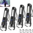 4Pack Rechargeable Flashlights, 7Mode Flashlights High Lumens, Super Bright LED Flashlight, Adjustable Tactical Flash Light, High Powered Flash Light, Handheld Flashlight for Home Emergency Camping
