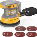 Cordless Orbital Sander Compatible For Dewalt 20V 60V, Electric Orbit Sander with Brushless 12000 RPM 6 Variable discs Speed Sander Machine With Dust Collector for Woodworking Sanding (No Battery)