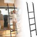 Adjustable 52-64 Inch RV Bunk Ladder, 350 LBS Capacity – Camper Bunk Ladder with Non-Slip Rubber Steps & Metal Hooks, Bunk Bed Ladder for RV, Camper, Dormitory & Kids Rooms
