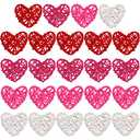 STMK Natural Rattan Decorative Balls, 24 Pcs 2.36" Heart Shaped, for Valentine's Day Decor, DIY Vase Bowl Filler, Wedding Decoration (Red, Rose, Pink, White)