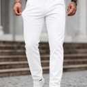 HUNGSON Mens Chinos Dress Pants Slim Fit Stretch Business Casual Golf Work Slacks Trousers (White)