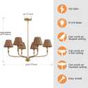 Saint Mossi Rattan Chandelier for Dinning Room, Modern Boho Pendant Lighting Fixture for Living Room, Entryway, 6-Light with Rattan Fabric Shades