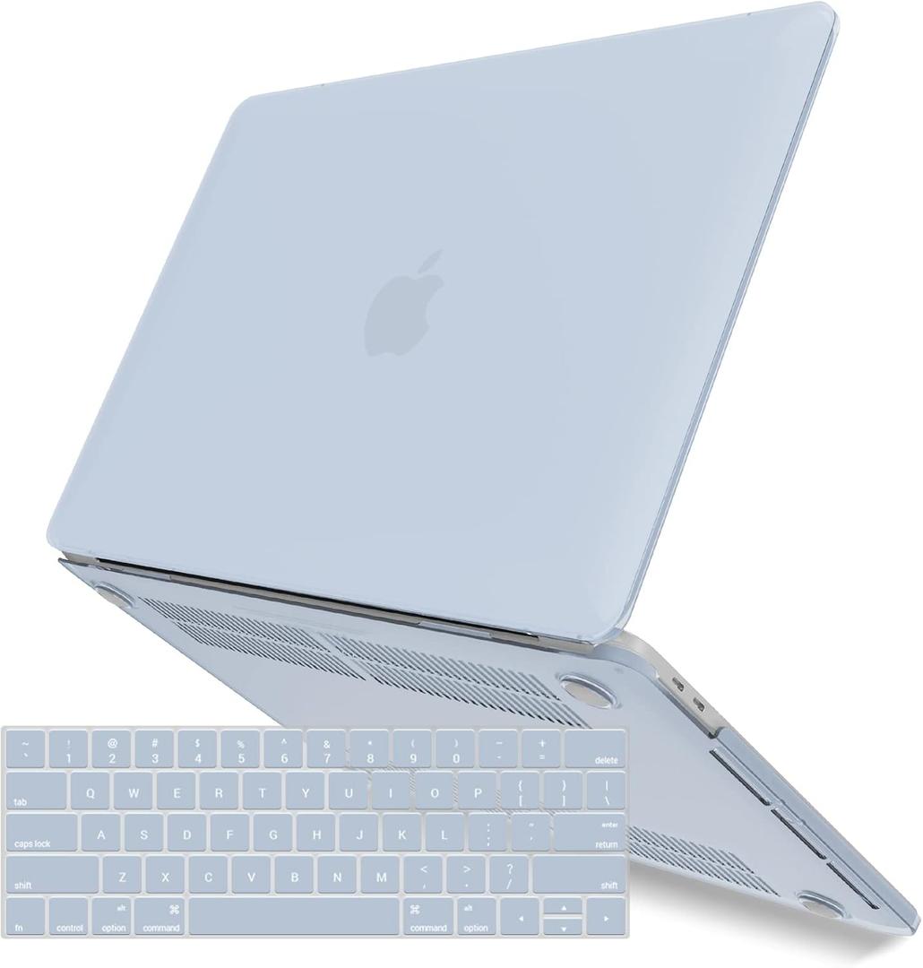 IBENZER Compatible with MacBook Pro 15 Inch Case 2019 2018 2017 2016 A1990 A1707, Plastic Hard Shell Case with Keyboard Cover for Mac Pro 15 Touch Bar, Sierra Blue, T15SIBL+1