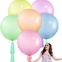 Gejoy 12 Set Jumbo Pastel Balloons 36 Inch Macaron Balloon with Tassels Giant Latex Balloon for Pastel Birthday Party Baby Shower Easter Decorations