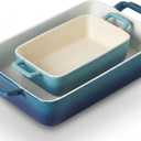 KOOV Bakeware Set, Ceramic Baking Dish, Rectangular Baking Pans Set, Casserole Dish for Cooking, Cake Dinner, Kitchen, Wrapping Upgrade, 2-Piece (Gradient Blue)