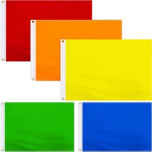 Mixweer 5 Pack 2 x 3 ft Solid Color Multicolor Flags Set - Pure Color DIY Banner With Grommets for Outdoor Lawn, Garden, Backyard, Playground Decoration - 150D Polyester