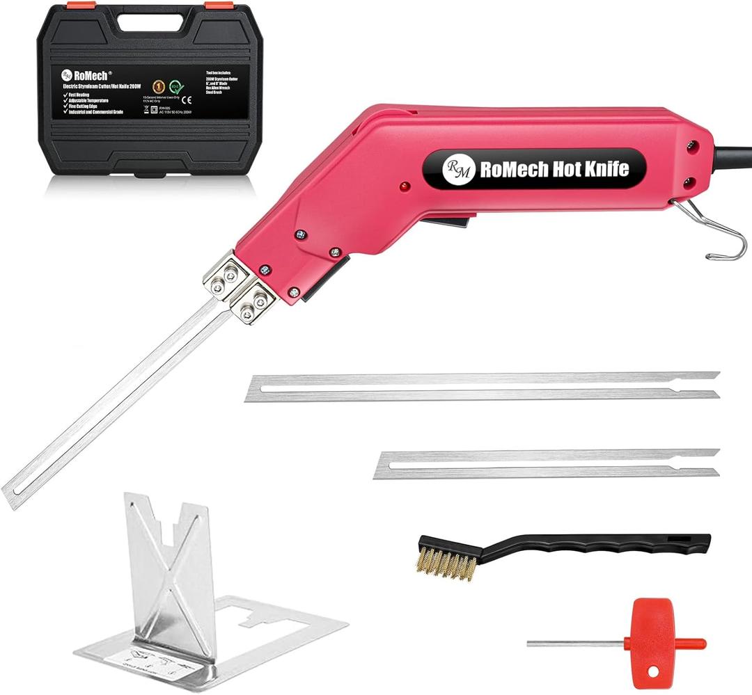 ROMECH Foam Cutter Pro Electric Hot Knife, 200W Styrofoam Cutting Tool Kit- with Heavy-duty Case Blades & Accessories RM-005 (200W)
