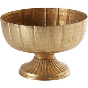Distressed Gold Metal Compote Bowl | Gold Compote Vase l Lita Metal Vase l Indoor and Outdoor Compote for Any Event (7.75"x 5.75")