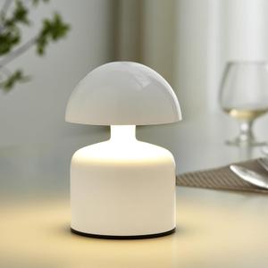 Modern Mushroom Small Table Lamp - Cordless Touch LED Desk Lamps, 3-Way Dimmable Bedside Nightstand Lamps Mini Rechargeable Night Light for Bedroom, Living Room, Home Decor & Gift (White)