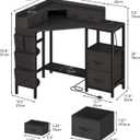 VENNQD Corner Desk with 6 Drawers Shelves for Small Space Computer Desk with Power Outlets,Gaming Desk with Printer Monitor Stand Storage for Home Office Workstation Writing Table (Black, 31.5)