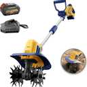 Cordless Tiller Cultivator Compatible with Dewalt 20V Battery, Electric Garden Rototiller w/270 RPM, 48 Steel Tines, 8.7" Tilling Width, 6.3" Depth, Portable Rotary Tiller, 4.0Ah Battery Included