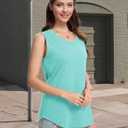 MAGCOMSEN Womens Tank Tops Loose Fit Sleeveless Top Casual Scoop Neck Tunic Shirts Summer UPF 50+ Basic Tshirt (Blue, M)