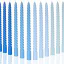 MAITREYA Blue Taper Candles Stick Spiral Twisted Candles-Set of 12 for Decoration Weddings Party Church-Unscented Dripless Candles,10inch(F-Gradient Blue)