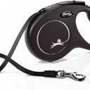FLEXI New Classic Tape Retractable Dog Leash for Medium Dogs Upto 55 lbs. 16 ft., Black | Tangle Free Pet Walking Leash with One-Handed Brake, Pause, Lock| German Quality Product