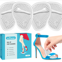 ZUCNANA Ball of Foot Cushions (2 Pairs Gel Shoe Inserts), Heel Inserts for Women, Non Slip Heel Pads, Heel Cushions for Women Foot Pain Relief and Comfort, One Size Fits Any (Clear)