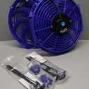FGJQEFG 12 Inch Universal Slim Fan Push Pull Electric Radiator 12V 80W High Performance Cooling Fan Mount Kit Blue 2 Pcs
