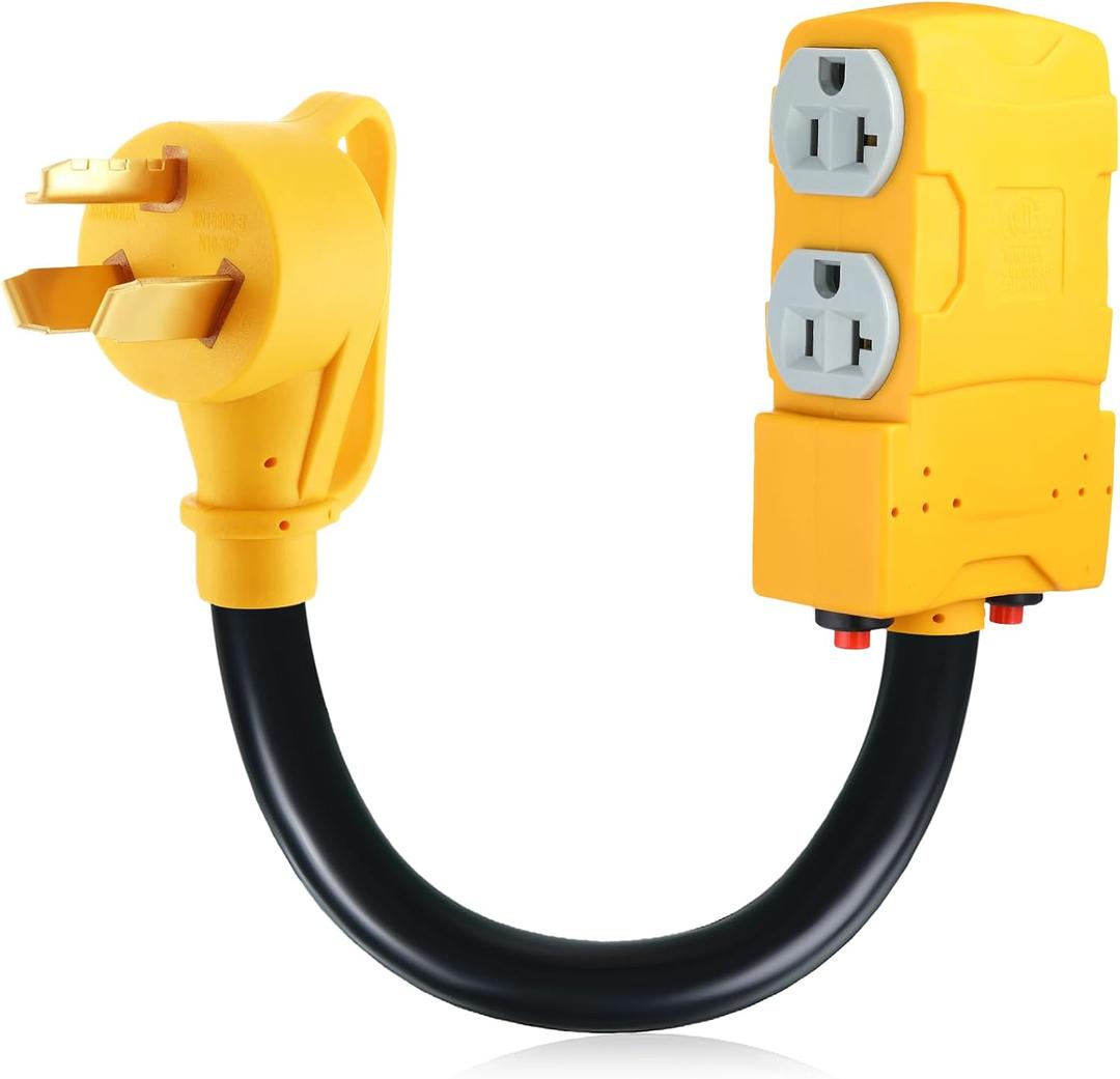 Kanayu 1.8 FT 30 to 20 Amp 110V Dryer Distribution Adapter Compatible with NEMA 10-30P to NEMA 4X 5-20R/ 5-15R, 3 Prong Dryer Wall Socket to Four Household Outlet with 20 Amp Circuit Breaker