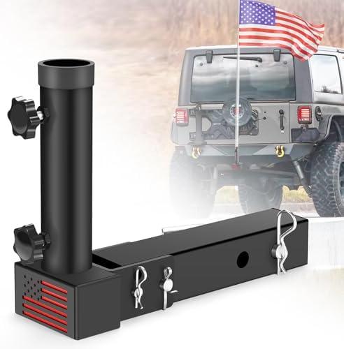GADFISH Trailer Hitch Flagpole Mount - Universal Flag Mount for 2" Receiver, Black (1 Flagpole)