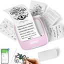 Mini Sticker Printer - S1 Portable Sticker Maker Machine with 1 Roll Sticker Paper, Bluetooth Print Pods Pocket Printer for Study Notes, Graphics, Students, Kids Gift, Free App, Pink