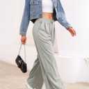 Aleumdr Wide Leg Sweatpants for Women Trendy Fashion High Waisted Drawstring Loose Long Pants with Pockets (Gray)