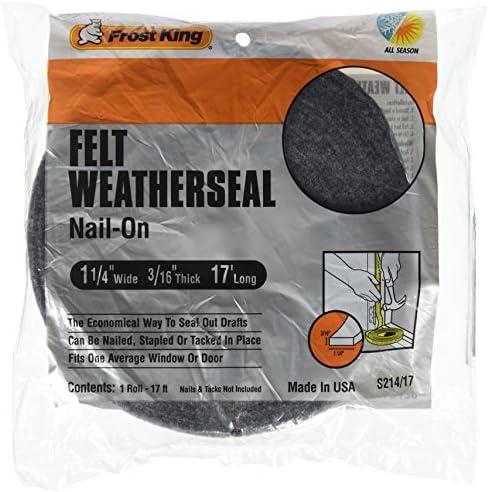 Frost King S214/17H Felt Weather-Strip 1-1/4-Inch by 3/16-Inch by 17-Feet, Grey