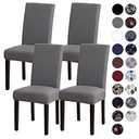 Sufdari Dining Chair Covers,Kitchen Cover,Parsons Slipcover,Spandex Protectors for Room Stretch Chairs Cover Set of 3 -Gray