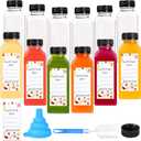 12 Pack Plastic Juice Bottles Empty Bottles with Caps Reusable Juice Containers with Leak-Proof Lids Black, Clear Bottles for Juicing, Milk, Smoothie, Drinking, and Beverages Christmas Gifts (12 OZ)