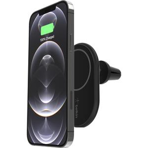 Belkin MagSafe-Compatible Magnetic Wireless Car Charger 10W - BoostCharge Pro Wireless Charger, Magnetic Car Vent Phone Mount for iPhone 16, iPhone 15, 14, & 13 Series, Power Supply Included - Black