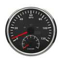 110mm Auto Gauge 2in1 GPS Speedometer 120MPH with Tachometer 8000 RPM Odometer Gauge with Red Backlight for Universal Boat Car Truck Motorcycles 9-32VDC Waterproof Type (Black&Silver, 120MPH) (BS)