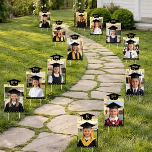 13 Pcs DIY Graduation Yard Signs, 13.8" x 8.3" K-12 Congrats Grad Photo Lawn Sign with Stakes, 2026 Graduation School Picture Display Sign Decor for Outdoor Patio Grad Party Supplies