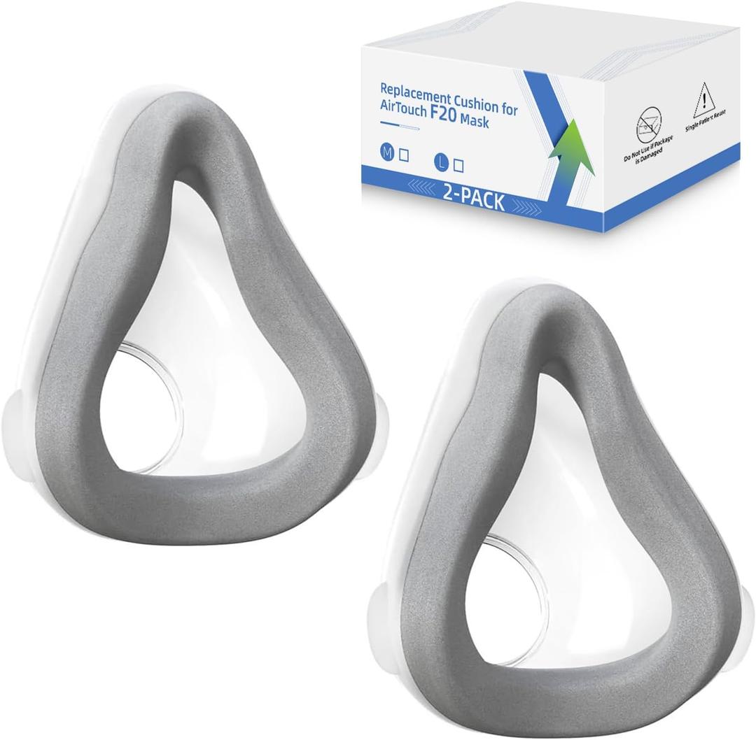 2-Pack Replacement Cushion for AirTouch F20, Memory Foam Cushion Compatible with Original F20 Frame, Reliable Seal & Perfect Fit, Covers Nose and Mouth, Large